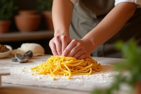Hands-on pasta making class in a traditional Italian kitchen.